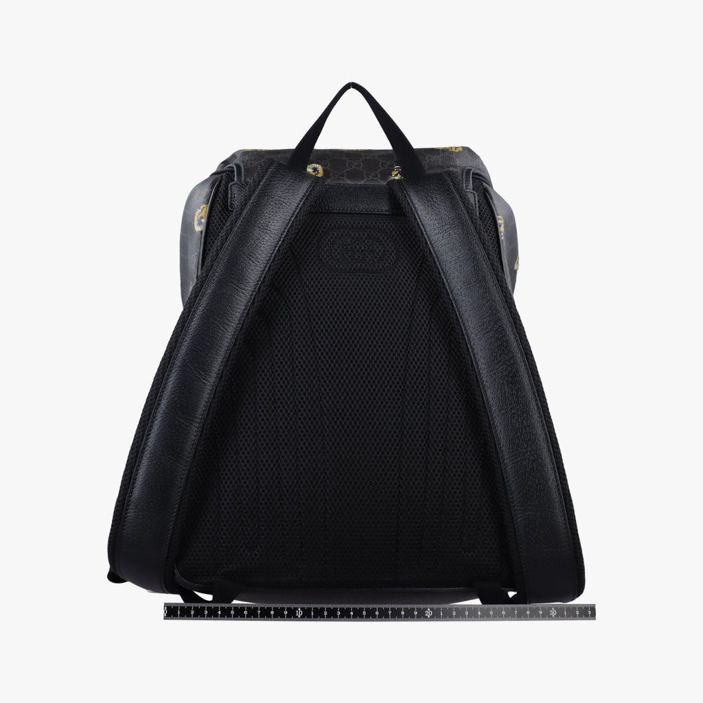 Gucci Interlocking Black GG Supreme Canvas Leather Backpack — view 2