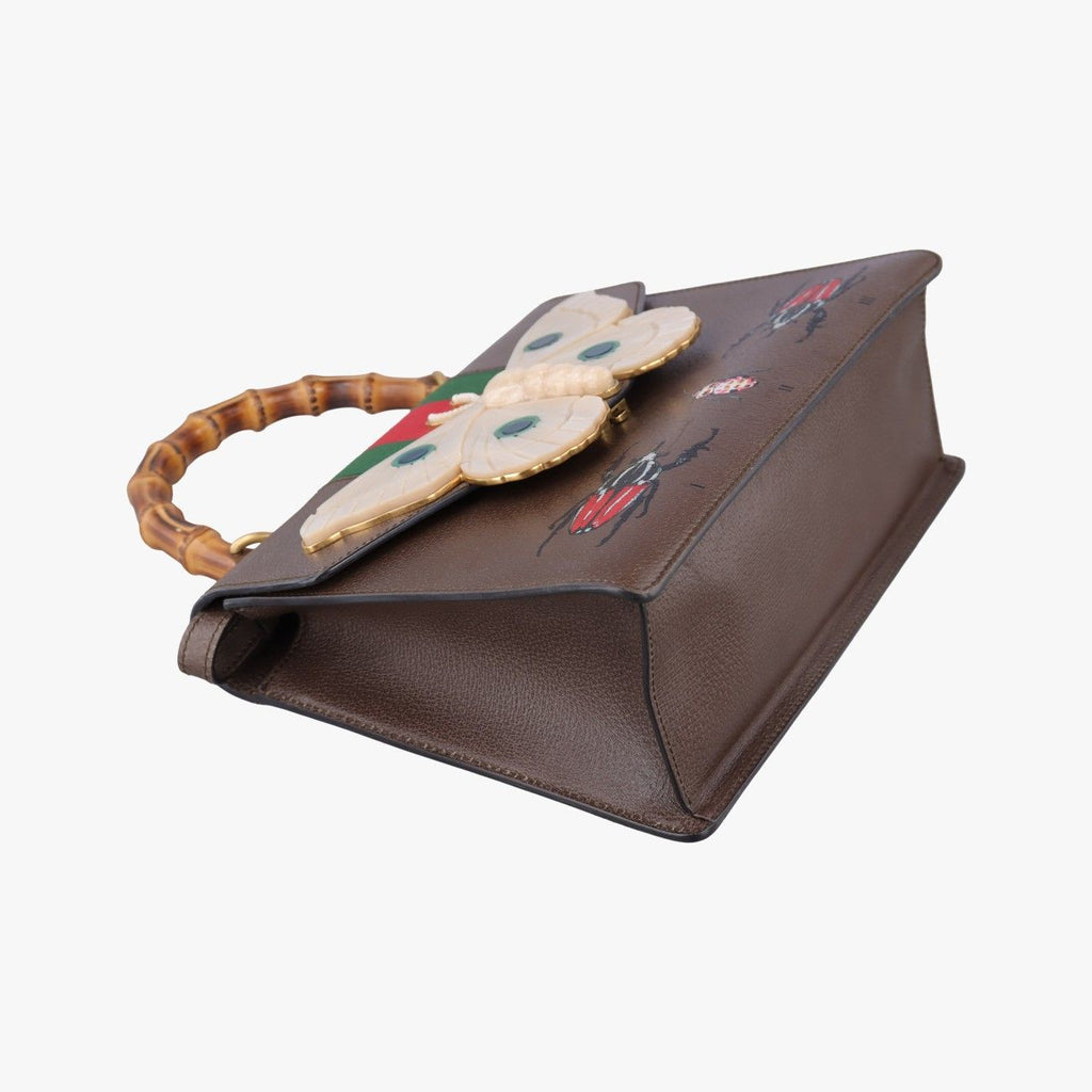 Gucci Bamboo Webbing Line Butterfly Brown Multicolor Leather Shoulder — view 5