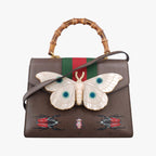 Gucci Bamboo Webbing Line Butterfly Brown Multicolor Leather Shoulder