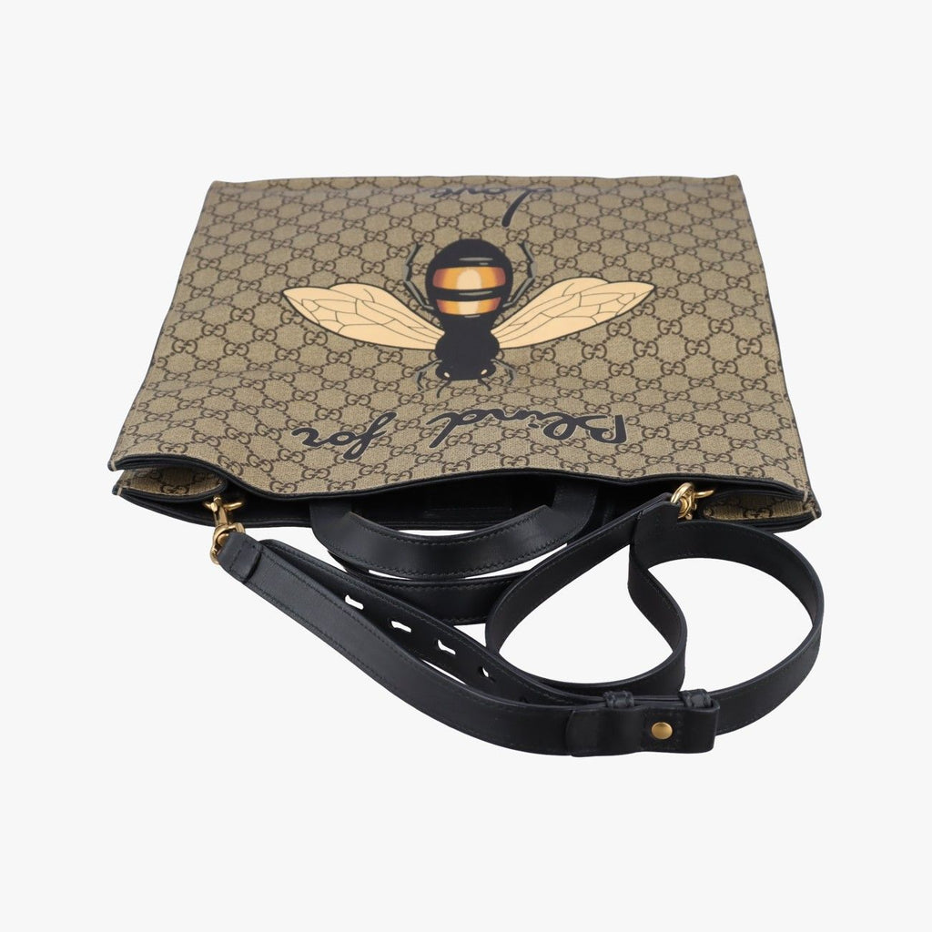 Gucci GG Supreme Kingsnake Beige Black Canvas Leather Shoulder — view 8