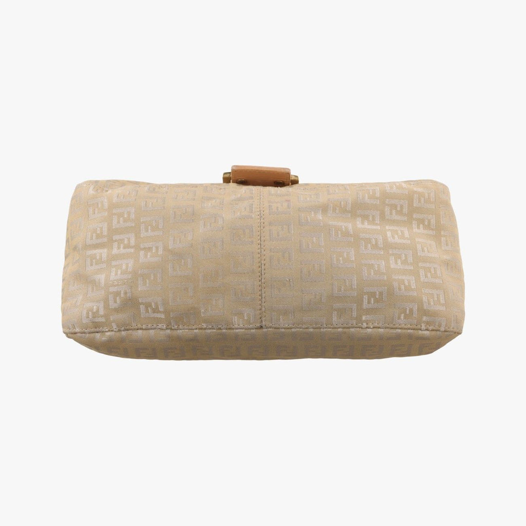Fendi Mamma Bucket Zucchino Pattern Beige Canvas Leather Shoulder — view 3