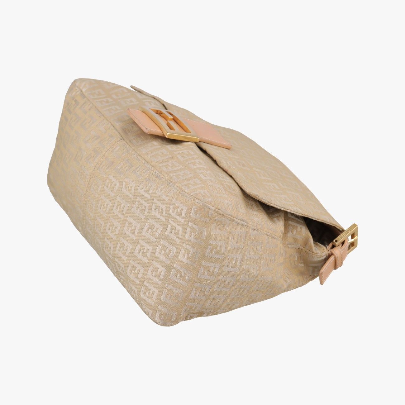 Fendi Mamma Bucket Zucchino Pattern Beige Canvas Leather Shoulder — view 4