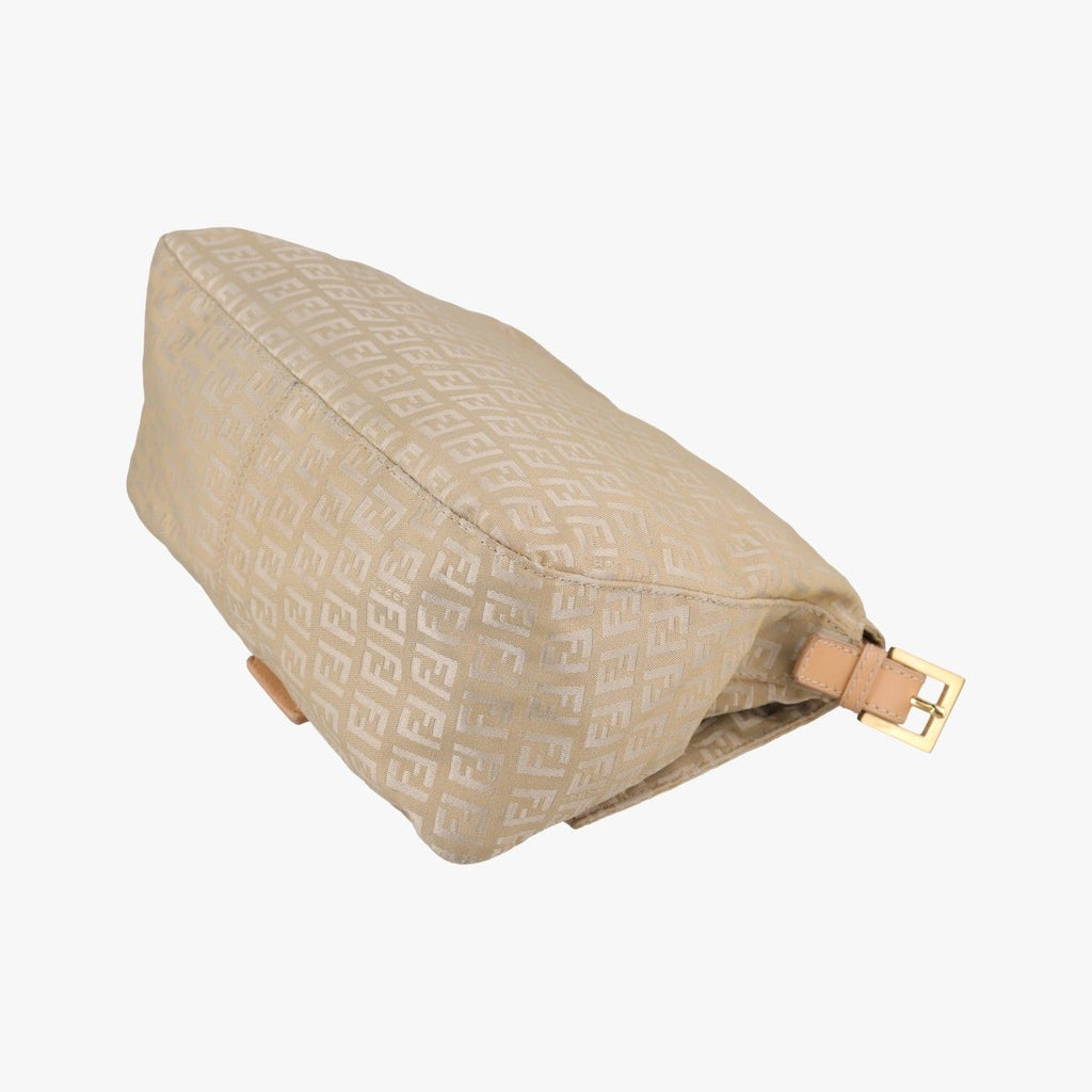 Fendi Mamma Bucket Zucchino Pattern Beige Canvas Leather Shoulder — view 6