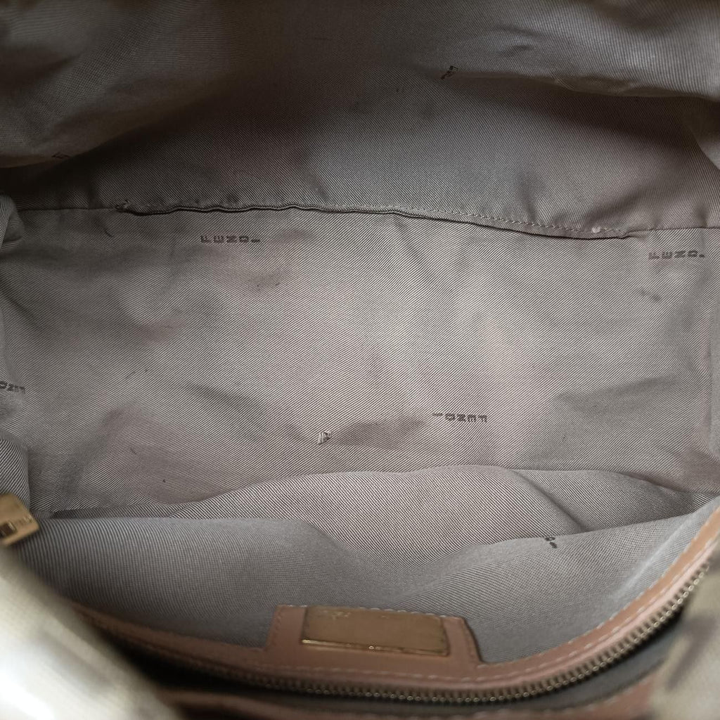 Fendi Mamma Bucket Zucchino Pattern Beige Canvas Leather Shoulder — view 9