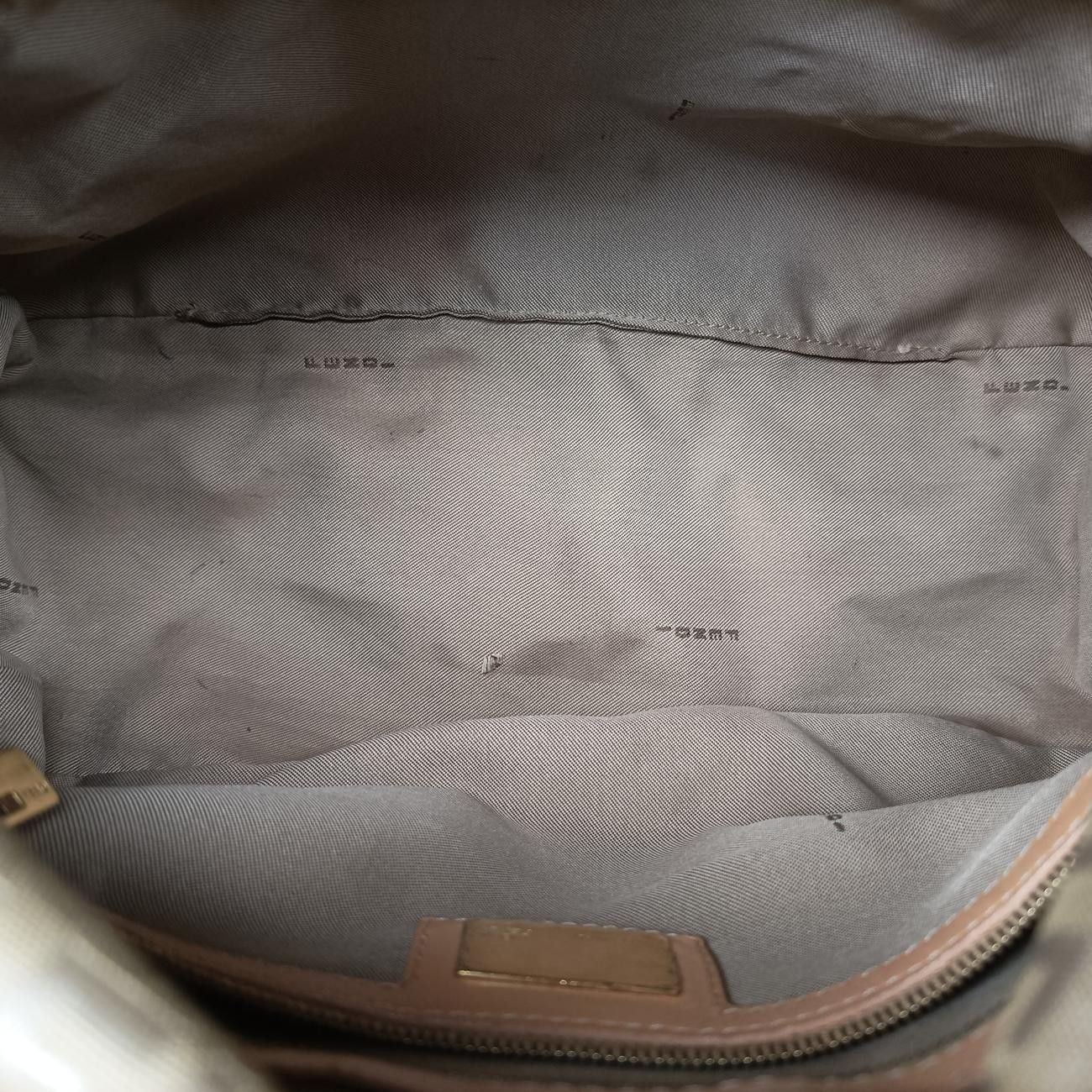 Fendi Mamma Bucket Zucchino Pattern Beige Canvas Leather Shoulder — view 9