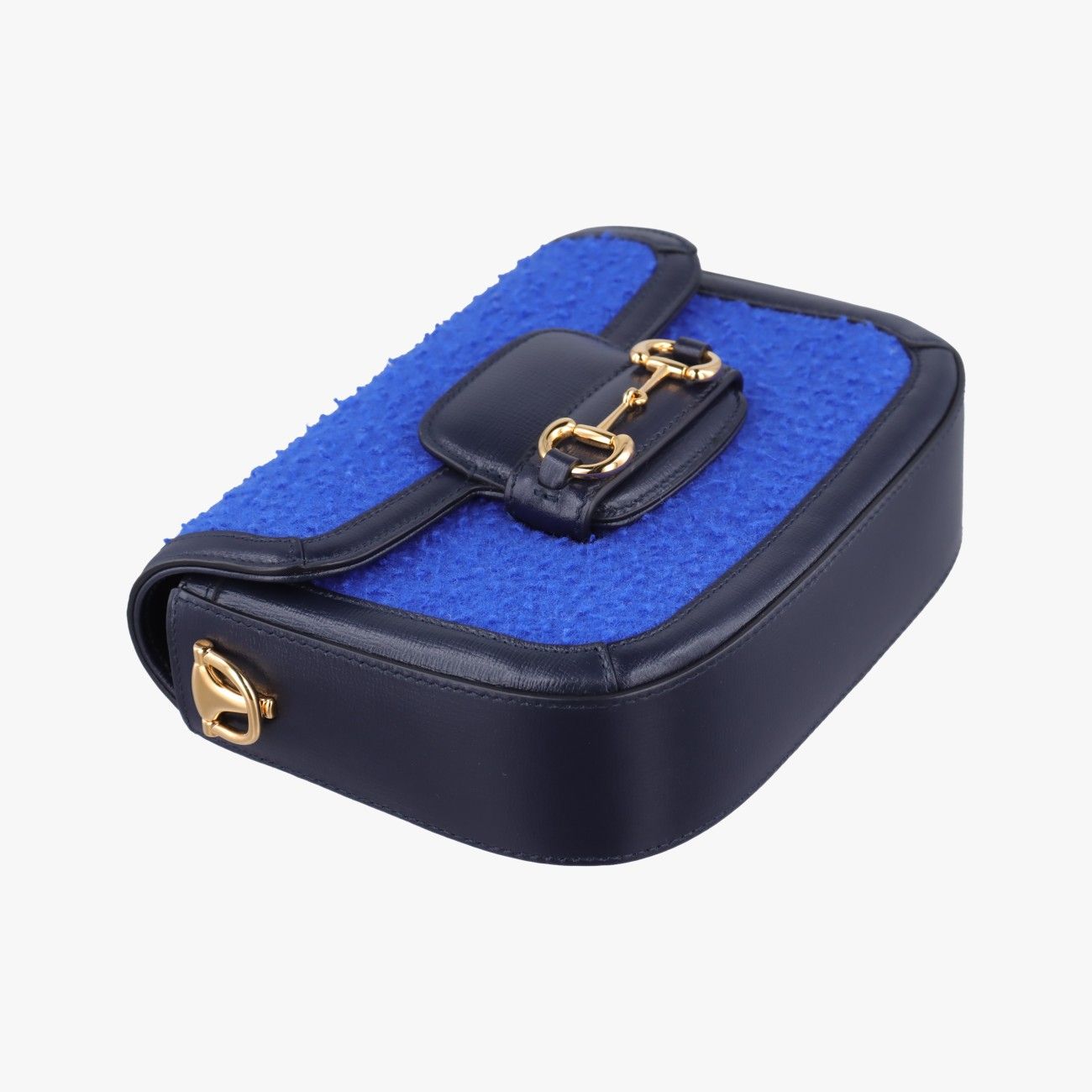 Gucci Horsebit Blue Navy Tweed Leather Shoulder — view 5