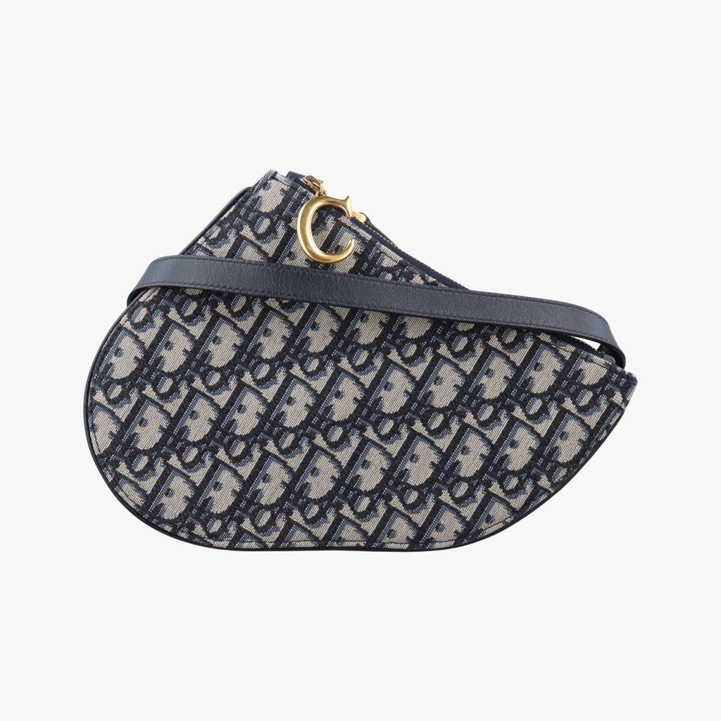 Dior Saddle Navy Gray Jacquard Shoulder