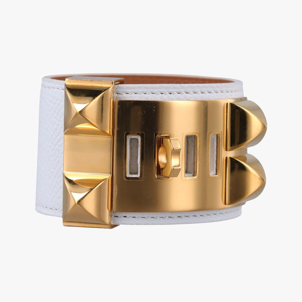 Hermes Collier de Chien White Gold Leather S N?r 50 Bracelet — view 2