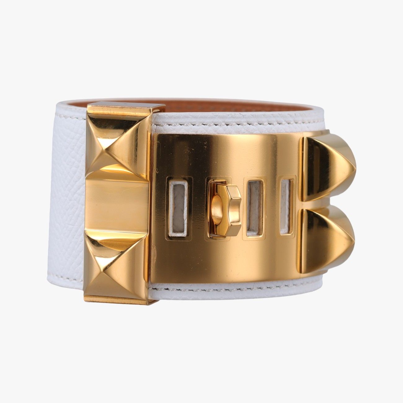 Hermes Collier de Chien White Gold Leather S N?r 50 Bracelet — view 2