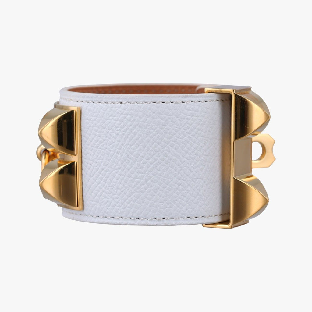 Hermes Collier de Chien White Gold Leather S N?r 50 Bracelet — view 3