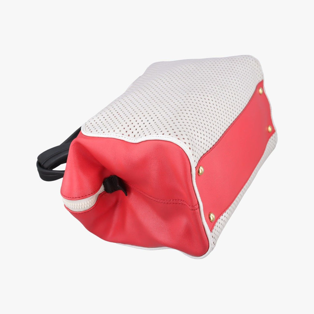 Fendi Chameleon Red Light Gray Black Leather Handbag — view 5