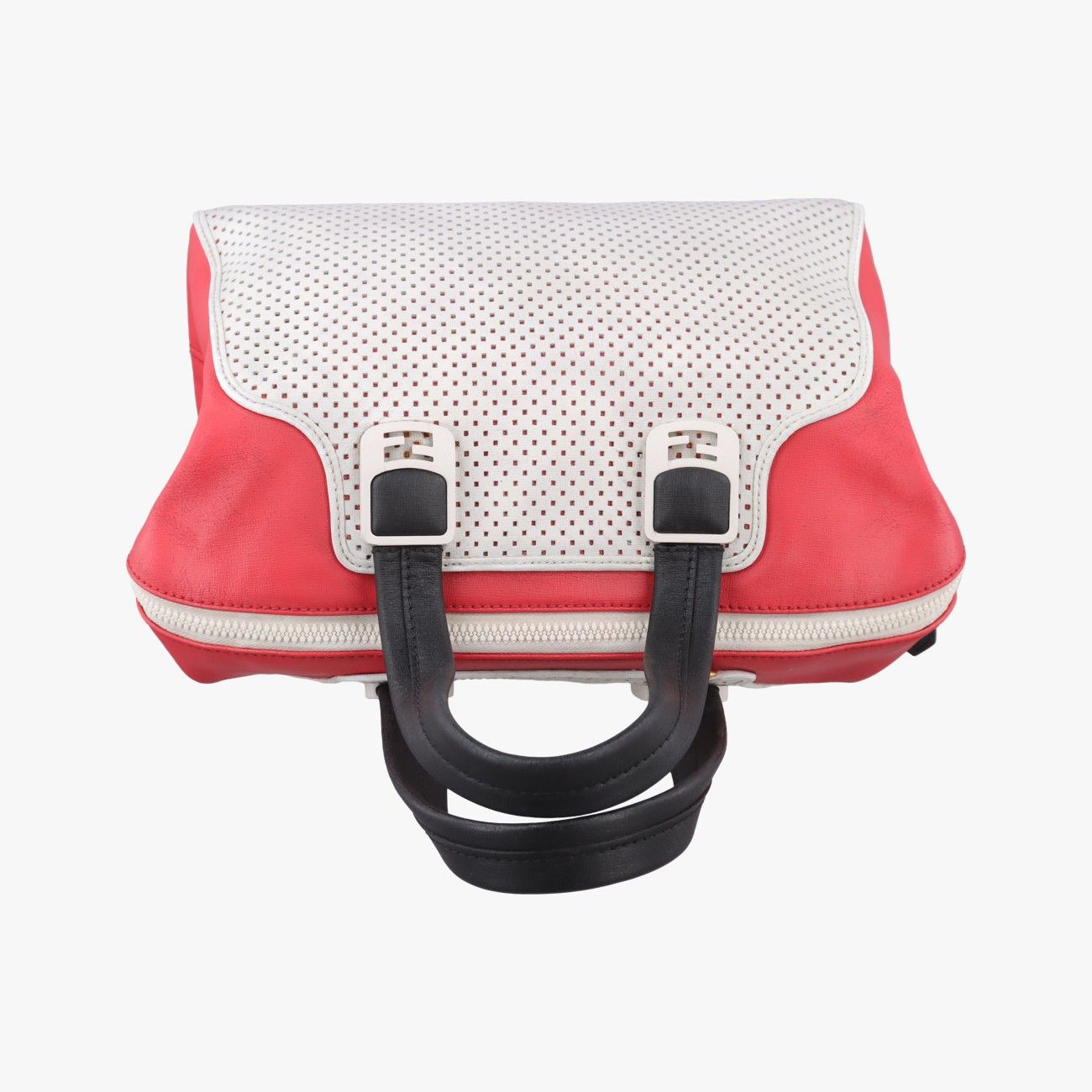 Fendi Chameleon Red Light Gray Black Leather Handbag — view 8