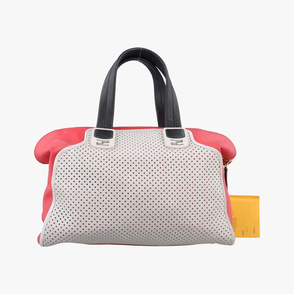 Fendi Chameleon Red Light Gray Black Leather Handbag