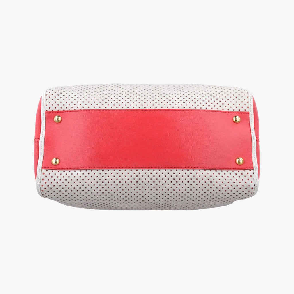 Fendi Chameleon Red Light Gray Black Leather Handbag — view 3