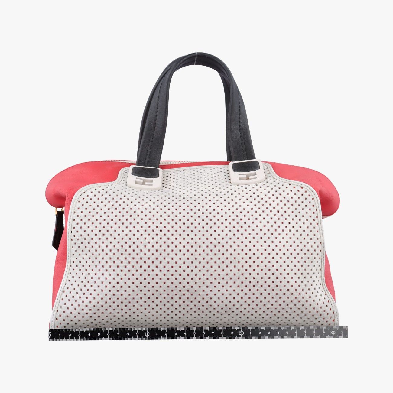 Fendi Chameleon Red Light Gray Black Leather Handbag — view 2
