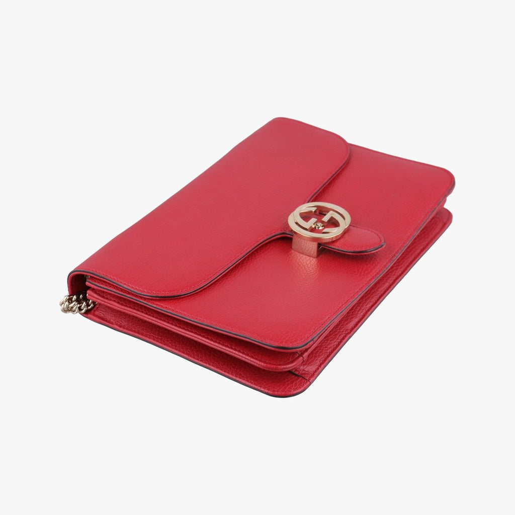 Gucci Interlocking Red Leather Shoulder — view 5