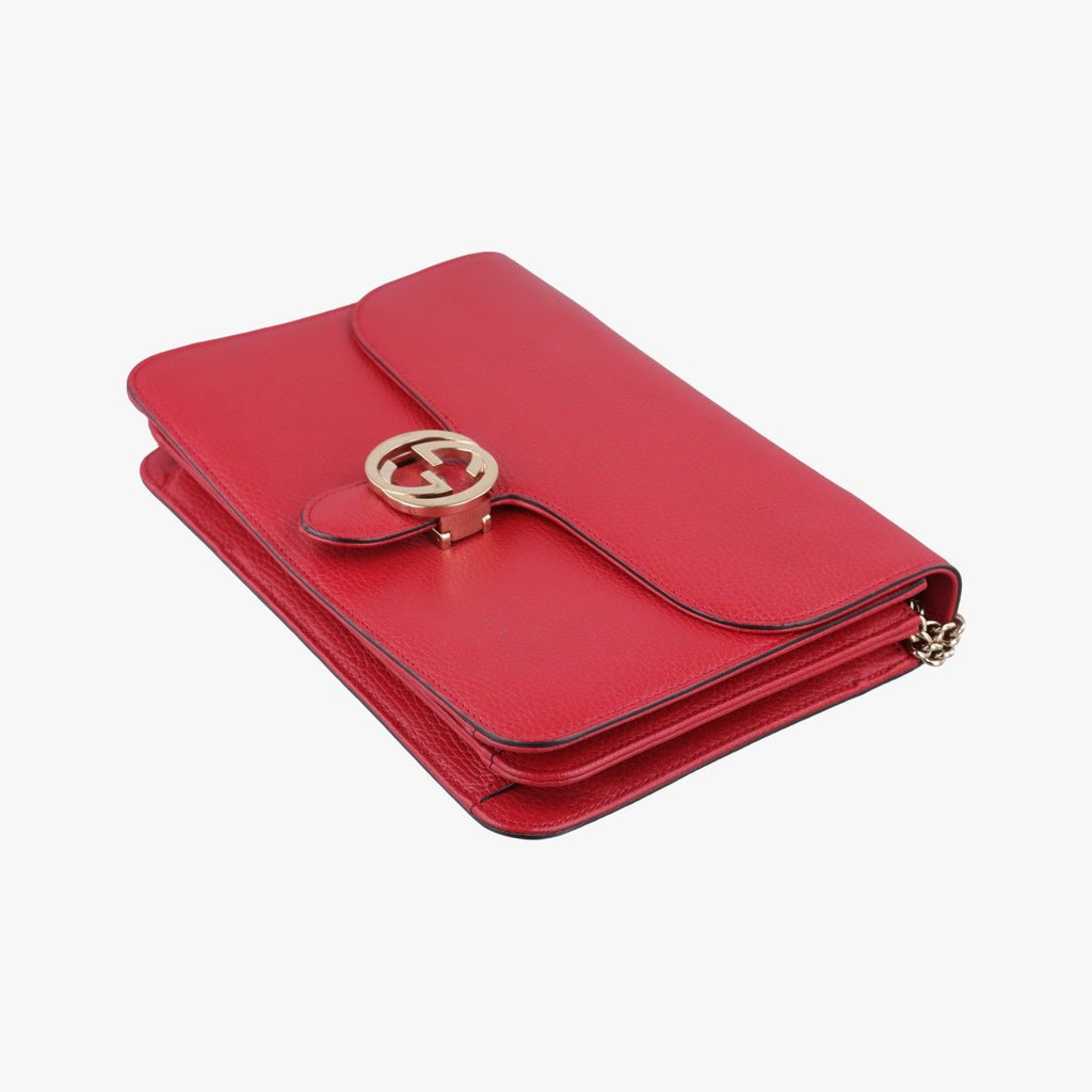 Gucci Interlocking Red Leather Shoulder — view 4
