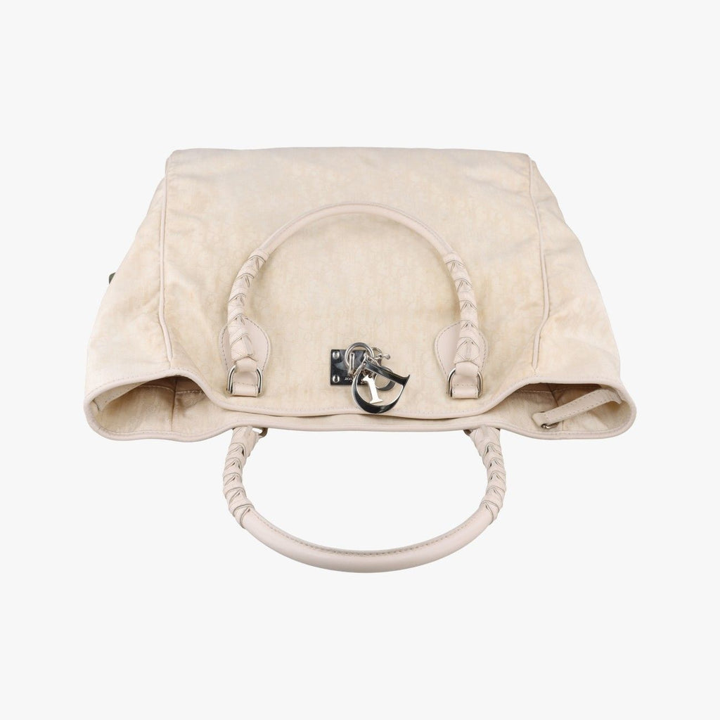 Dior Oblique Beige Nylon Calf Leather Handbag — view 8