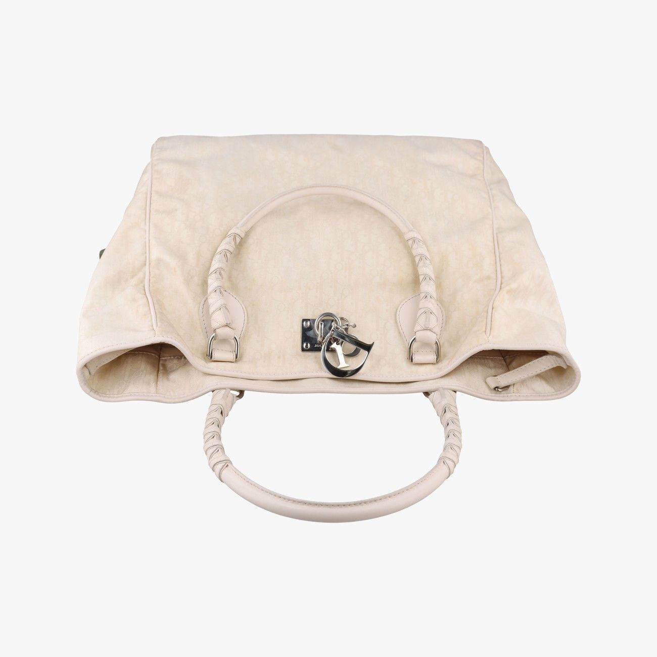 Dior Oblique Beige Nylon Calf Leather Handbag — view 8