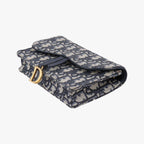 Dior Saddle Navy Gray Jacquard Handbag — view 4
