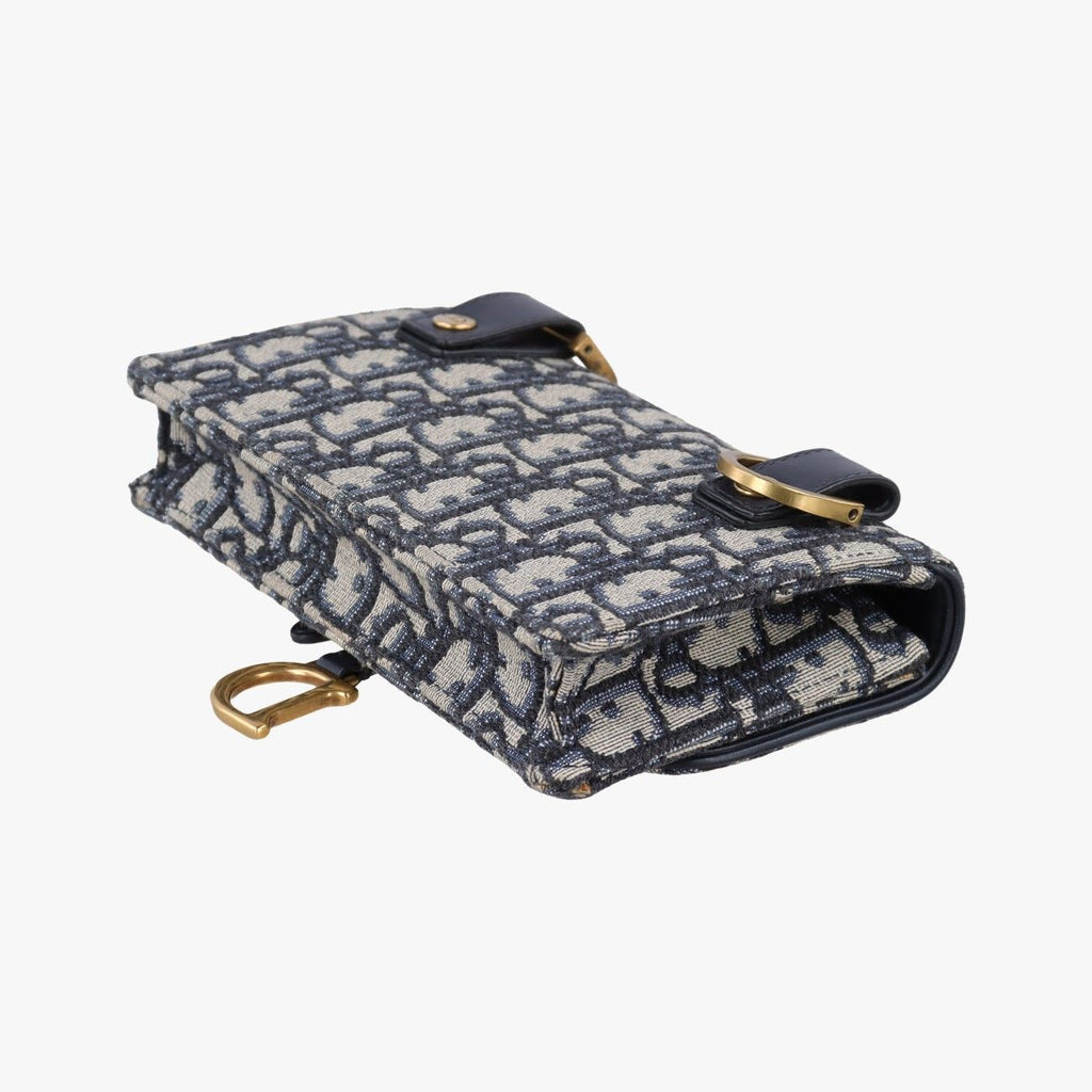 Dior Saddle Navy Gray Jacquard Handbag — view 6