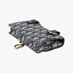 Dior Saddle Navy Gray Jacquard Handbag — view 6
