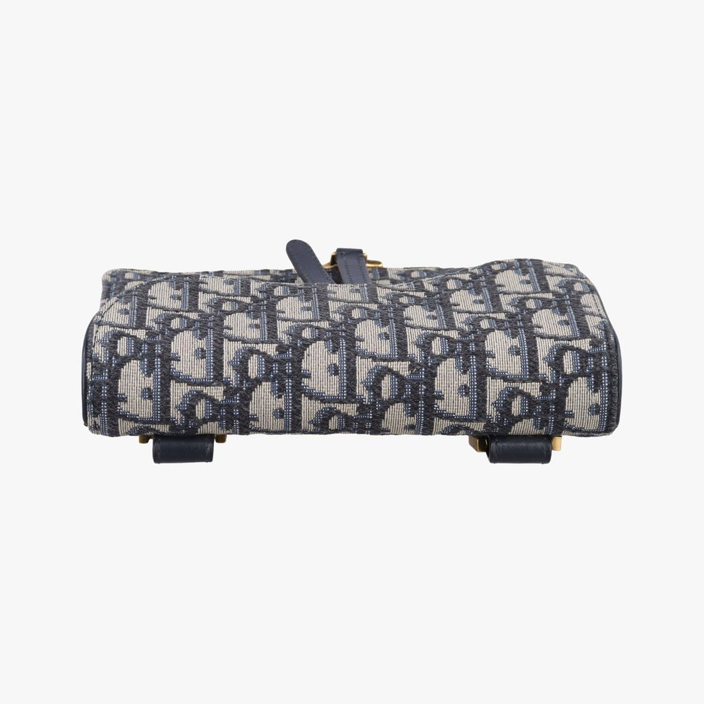 Dior Saddle Navy Gray Jacquard Handbag — view 8