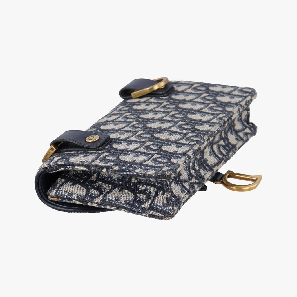 Dior Saddle Navy Gray Jacquard Handbag — view 7