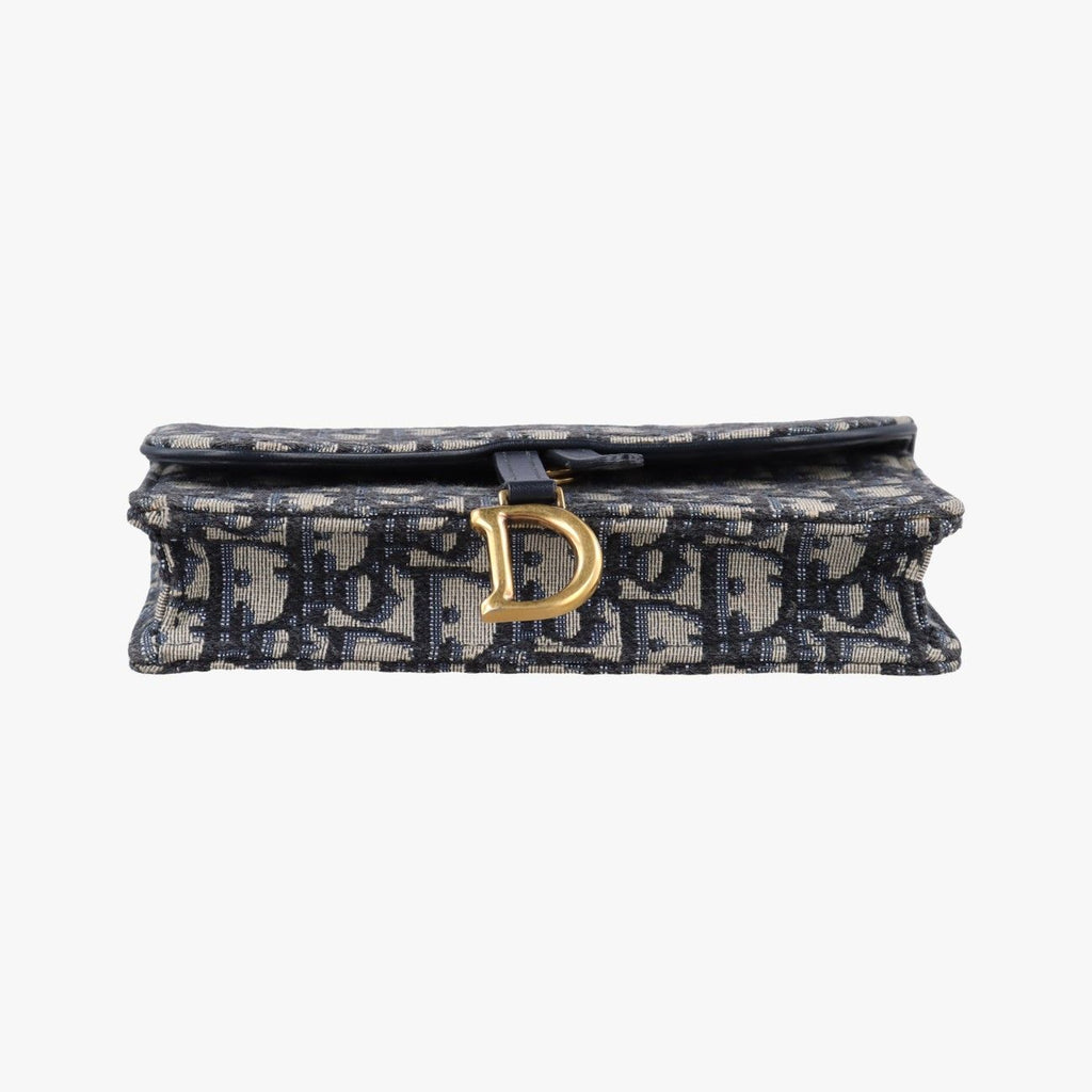 Dior Saddle Navy Gray Jacquard Handbag — view 3