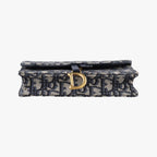 Dior Saddle Navy Gray Jacquard Handbag — view 3