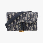 Dior Saddle Navy Gray Jacquard Handbag