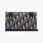 Dior Saddle Navy Gray Jacquard Handbag — view 2