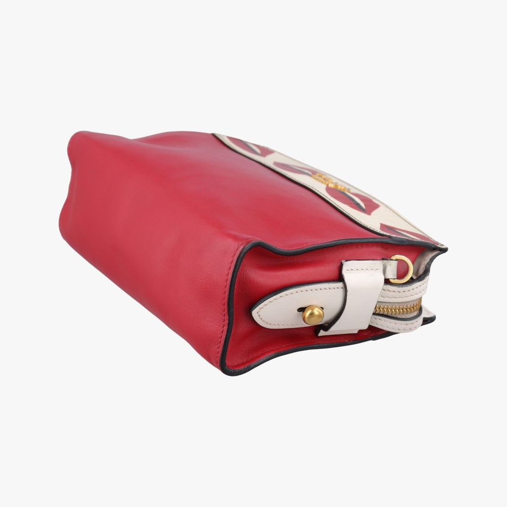 Prada Lip Print Esplanade Red White Leather Shoulder — view 4