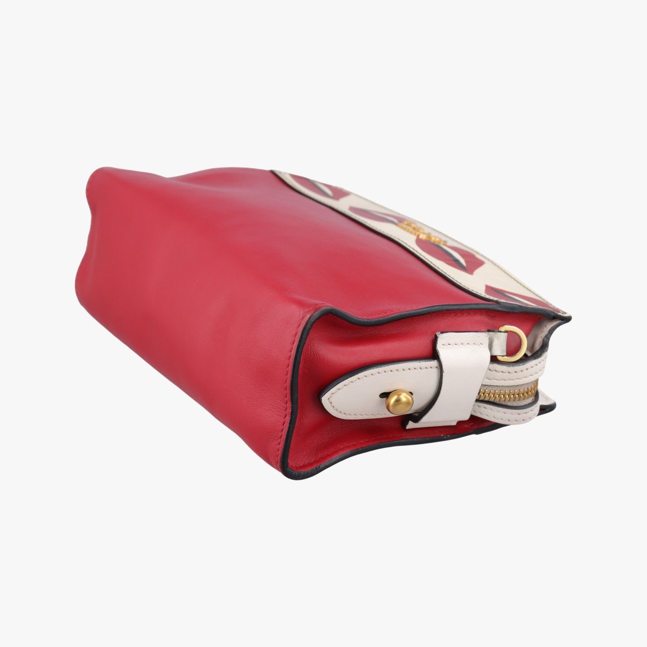 Prada Lip Print Esplanade Red White Leather Shoulder — view 4