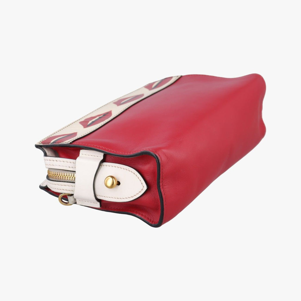 Prada Lip Print Esplanade Red White Leather Shoulder — view 7