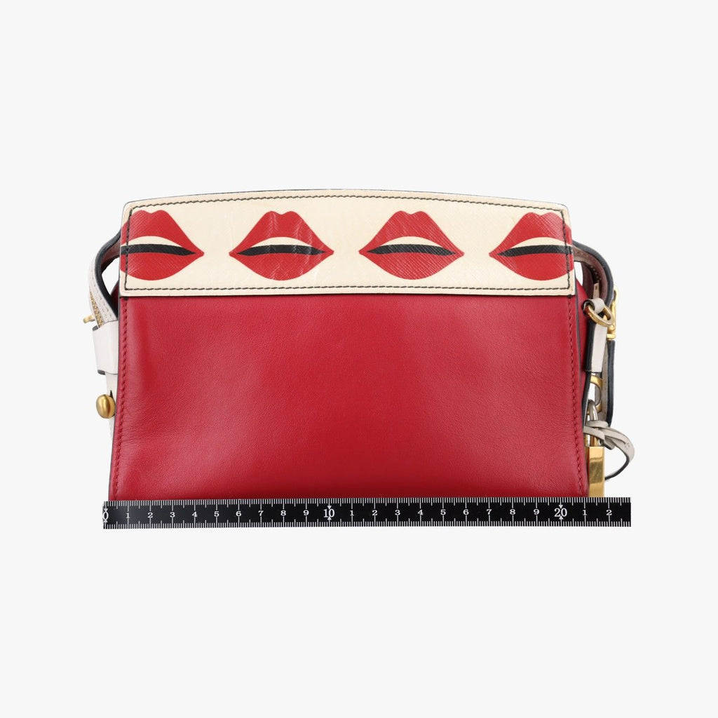 Prada Lip Print Esplanade Red White Leather Shoulder — view 2