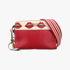 Prada Lip Print Esplanade Red White Leather Shoulder