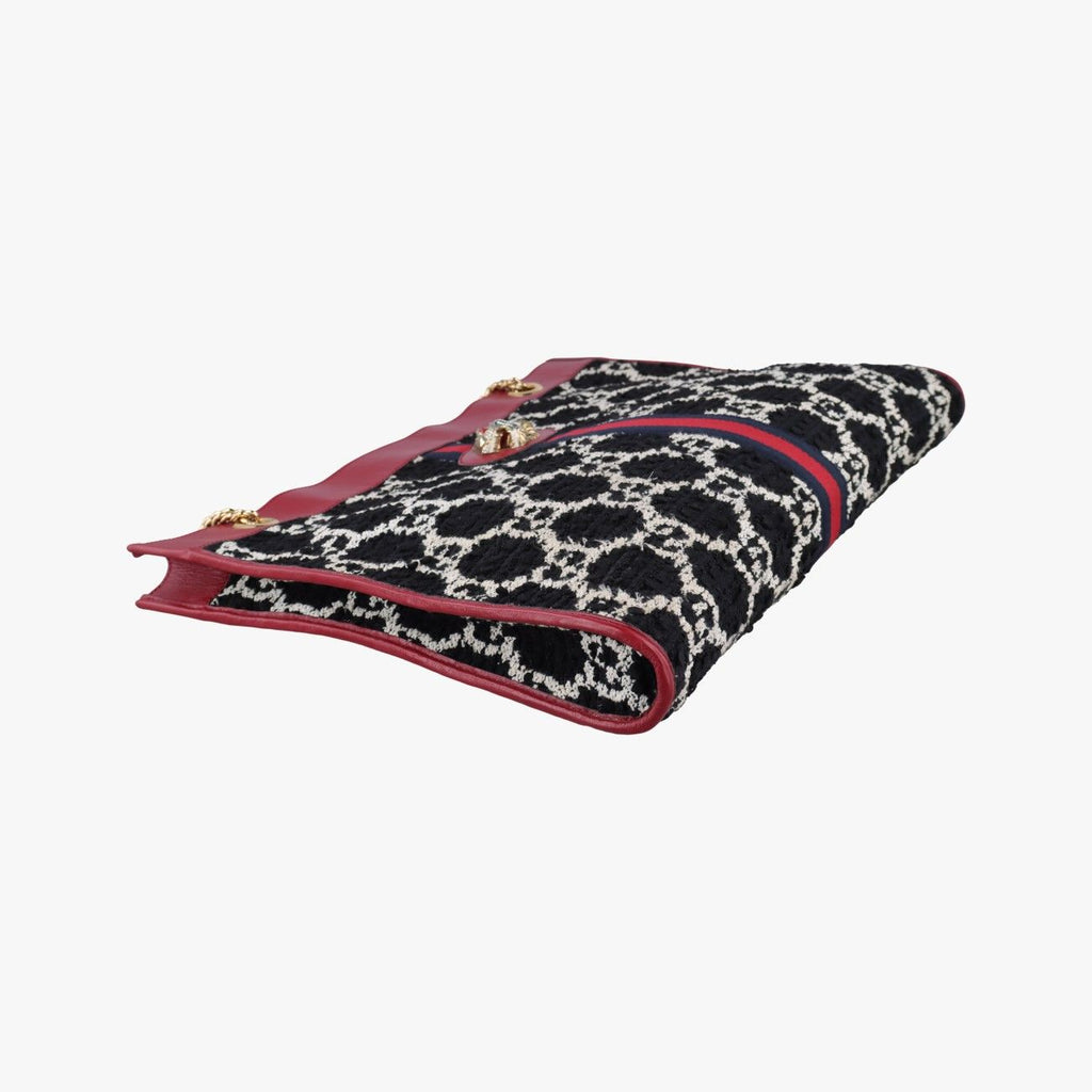 Gucci Rajah Black Red Multi Tweed Leather Shoulder — view 5
