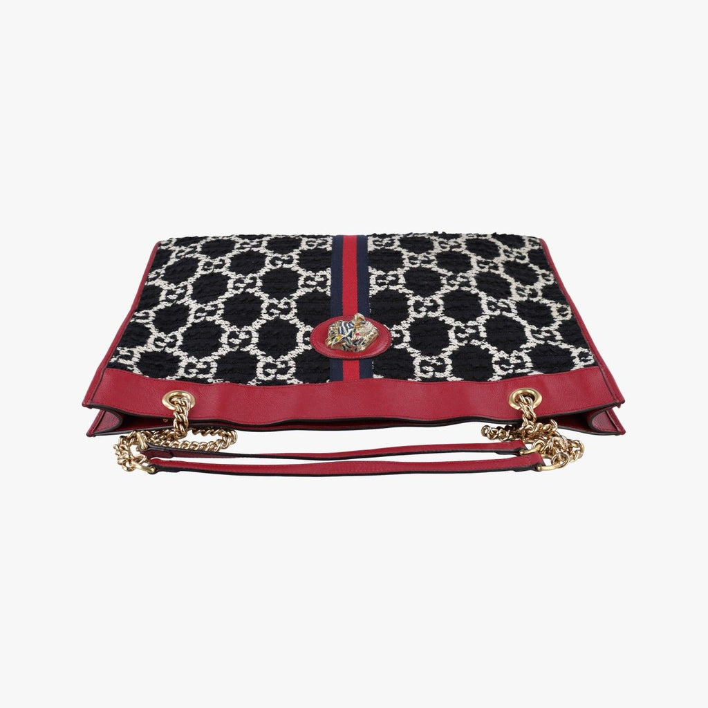 Gucci Rajah Black Red Multi Tweed Leather Shoulder — view 8