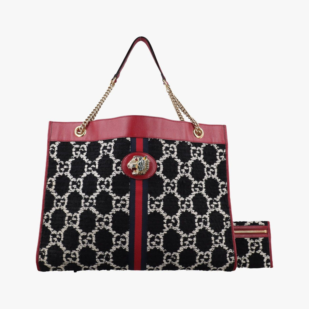 Gucci Rajah Black Red Multi Tweed Leather Shoulder