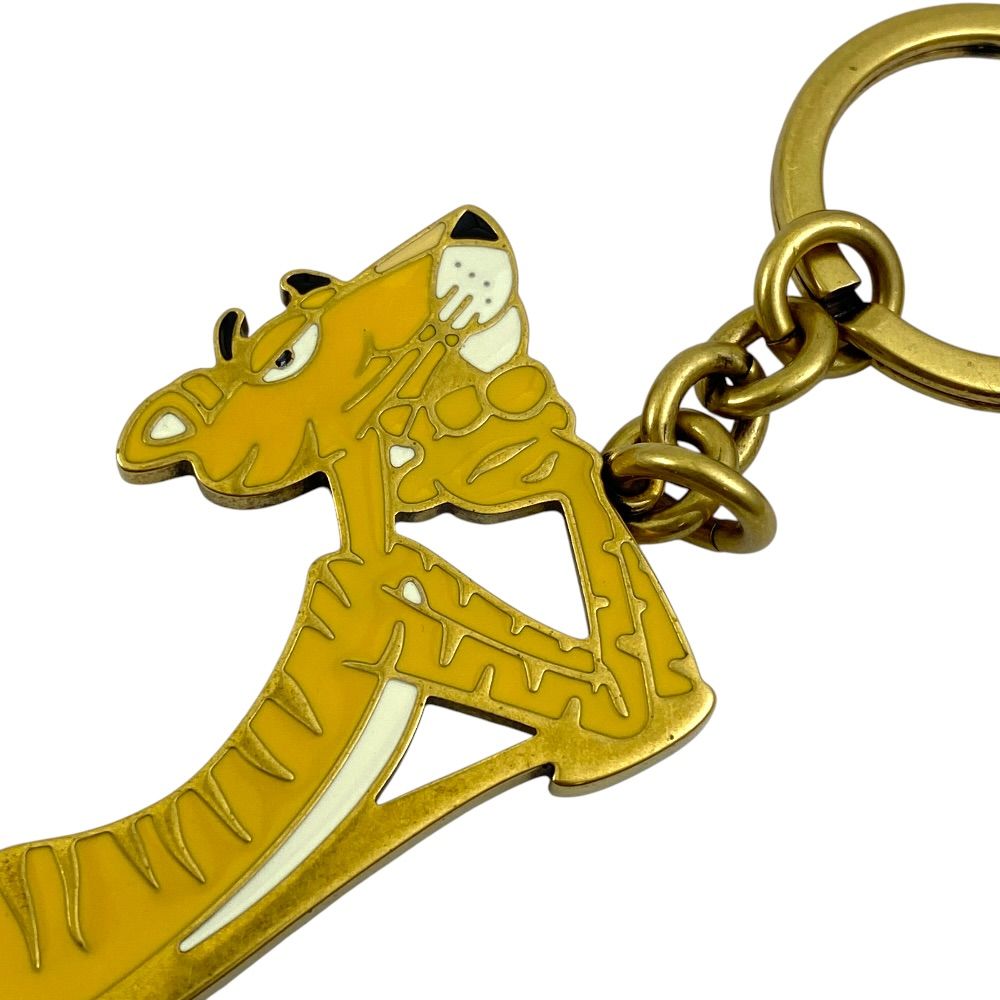 Saint Laurent Pink Panthere Key Holder Key Ring Charm Tiger Yellow Gold Daily — view 9
