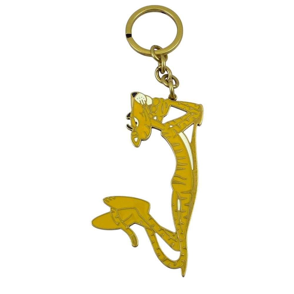 Saint Laurent Pink Panthere Key Holder Key Ring Charm Tiger Yellow Gold Daily