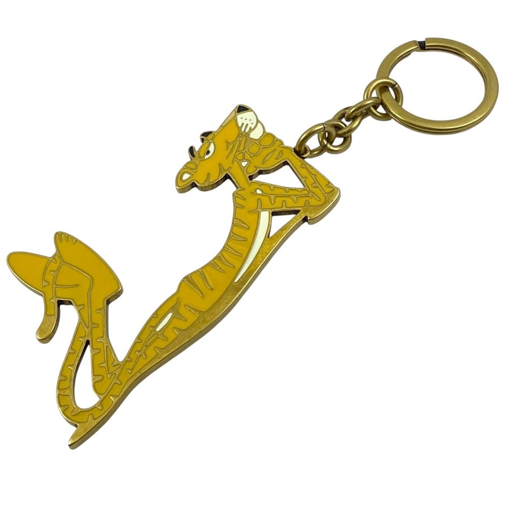 Saint Laurent Pink Panthere Key Holder Key Ring Charm Tiger Yellow Gold Daily — view 3