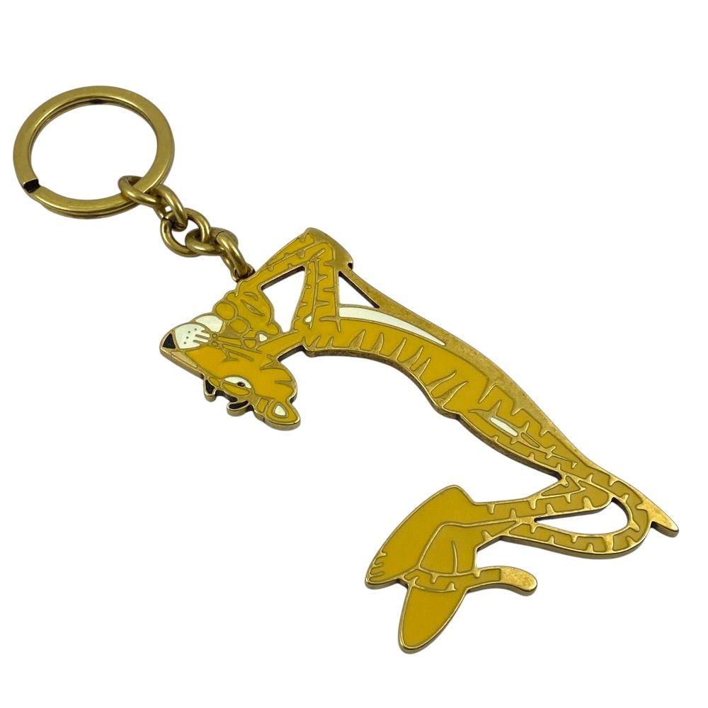 Saint Laurent Pink Panthere Key Holder Key Ring Charm Tiger Yellow Gold Daily — view 2