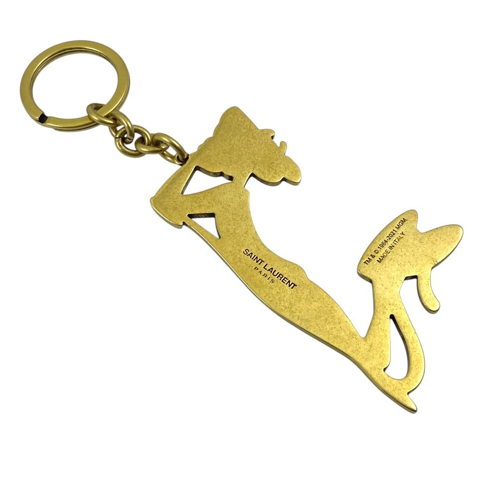 Saint Laurent Pink Panthere Key Holder Key Ring Charm Tiger Yellow Gold Daily — view 5