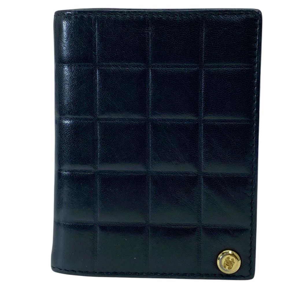Chanel Chocobar Card Case CC Logo Slide Type Lambskin Black High Quality Daily