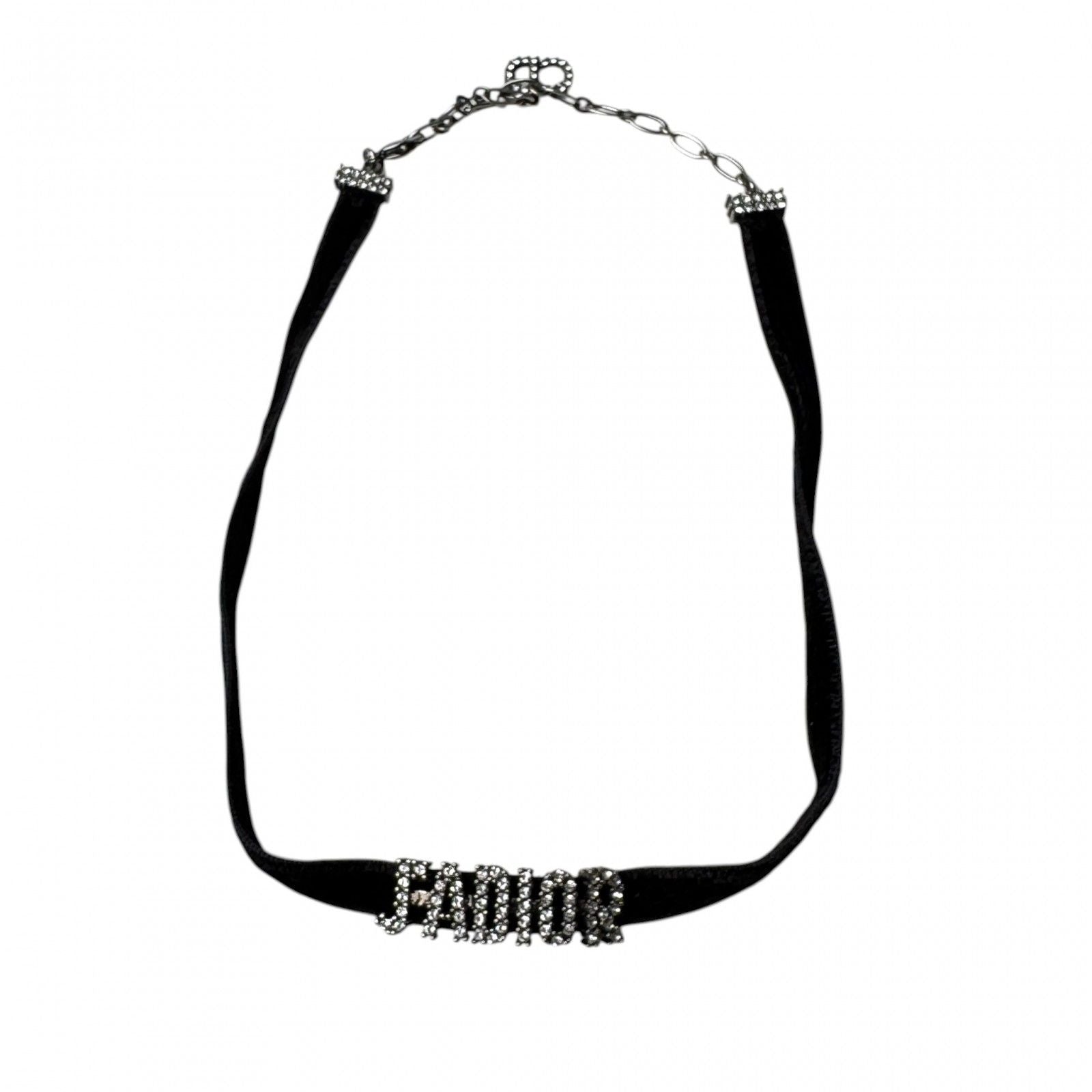 Dior J'adior Logo Choker Rhinestone Velvet Necklace — view 2