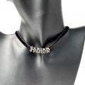 Dior J'adior Logo Choker Rhinestone Velvet Necklace