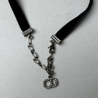 Dior J'adior Logo Choker Rhinestone Velvet Necklace — view 5
