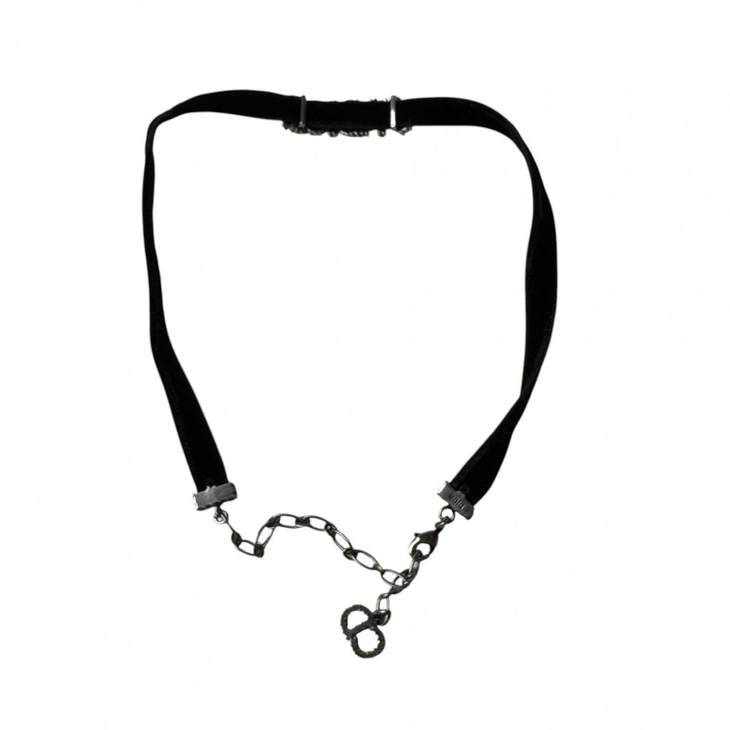 Dior J'adior Logo Choker Rhinestone Velvet Necklace — view 3